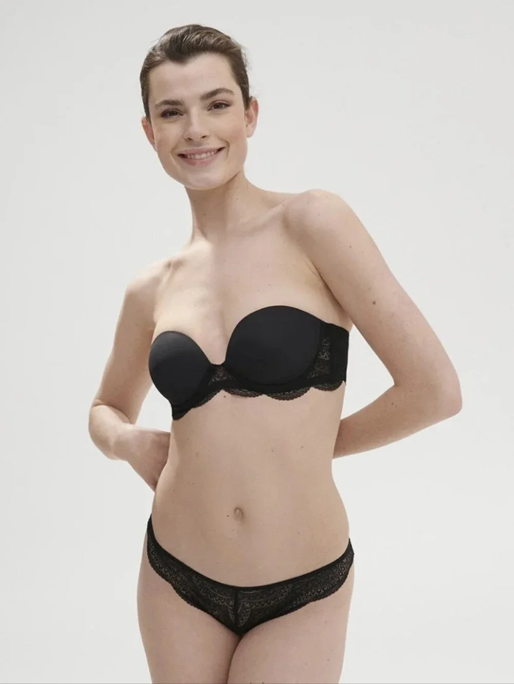 Simone Perele Karma Strapless Women's Black Lace Balconette Bra 34D